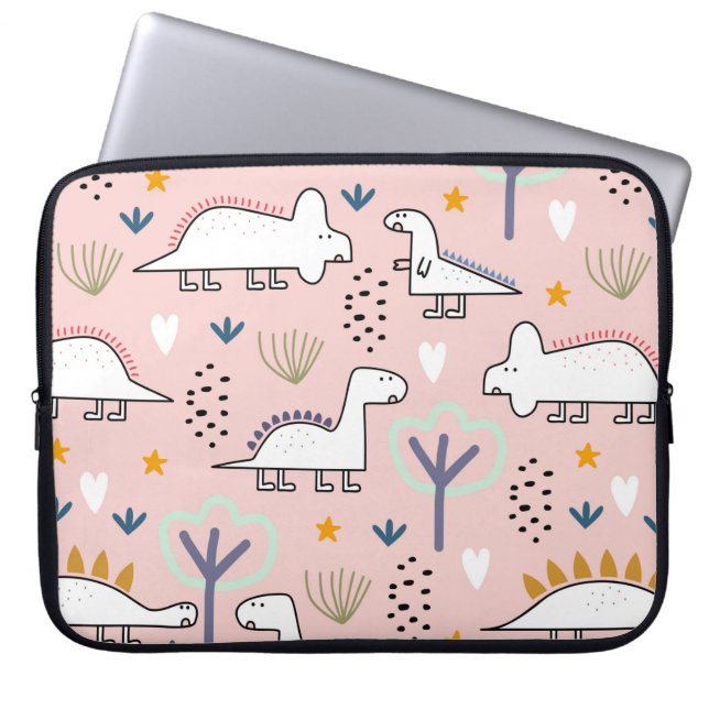 Dinosaur seamless pattern, vintage illustration wi laptop sleeve (Front)