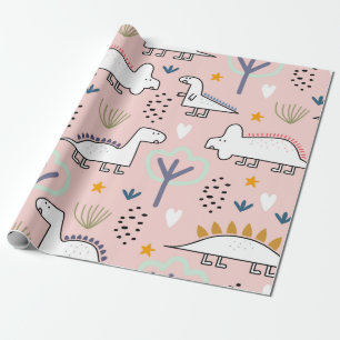 Dinosaur seamless pattern, vintage illustration wi wrapping paper