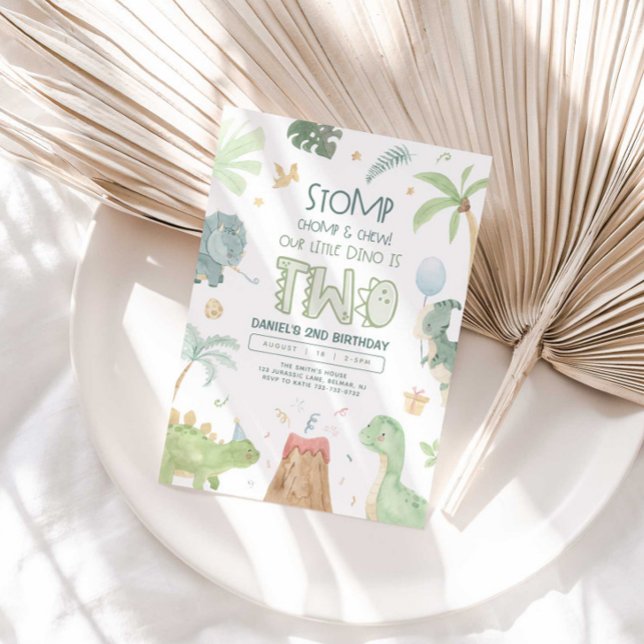 Dinosaur Second Birthday Invitation (Creator Uploaded)