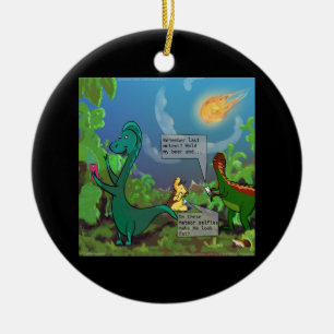 Dinosaur Selfie Funny Comic Ornament