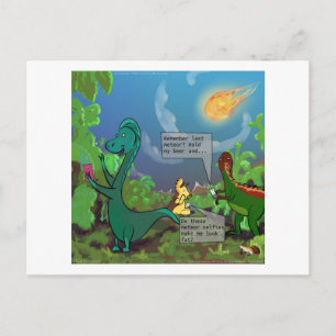 Dinosaur Selfie Funny Comic Postcard