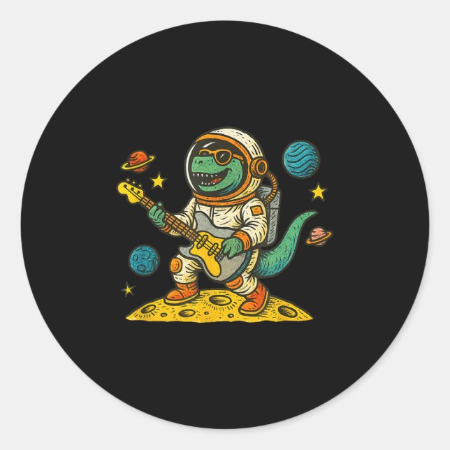 Dinosaur Shirts For Boys Space T-rex Birthday Boy  Classic Round Sticker (Front)