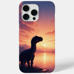 Dinosaur Silhouette by the Lake at Sunset iPhone 15 Pro Max Case
