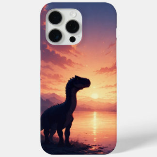 Dinosaur Silhouette by the Lake at Sunset iPhone 15 Pro Max Case