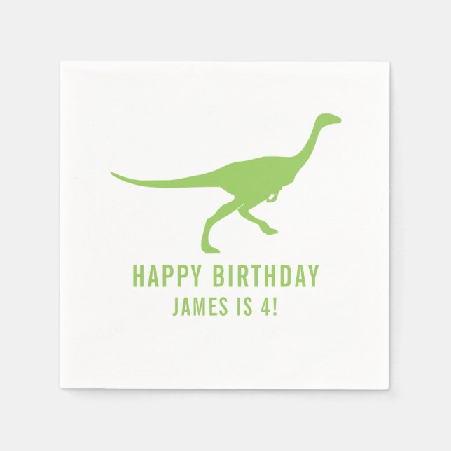 Dinosaur Silhouette Custom Birthday Party Napkin (Front)