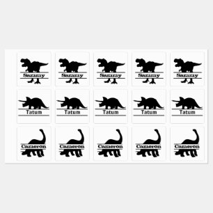 Dinosaur Silhouette Personalised Names Labels