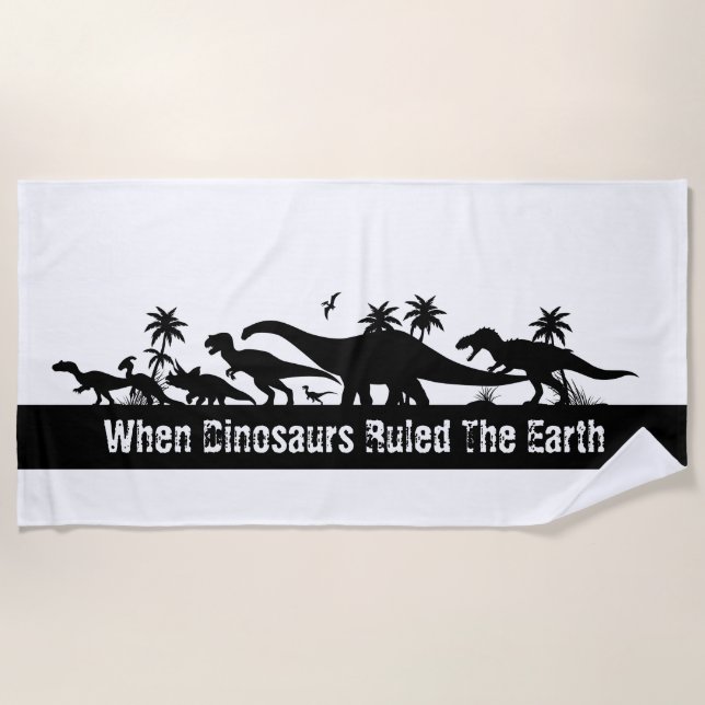 Dinosaur Silhouettes Beach Towel (Front)