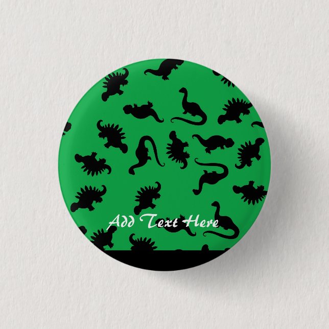 Dinosaur Silhouettes on Green Background Pattern 3 Cm Round Badge (Front)