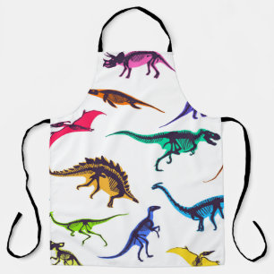 Dinosaur silhouettes: vintage sketch pattern. apron