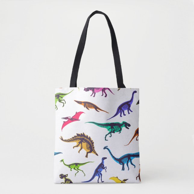 Dinosaur silhouettes: vintage sketch pattern. tote bag (Front)