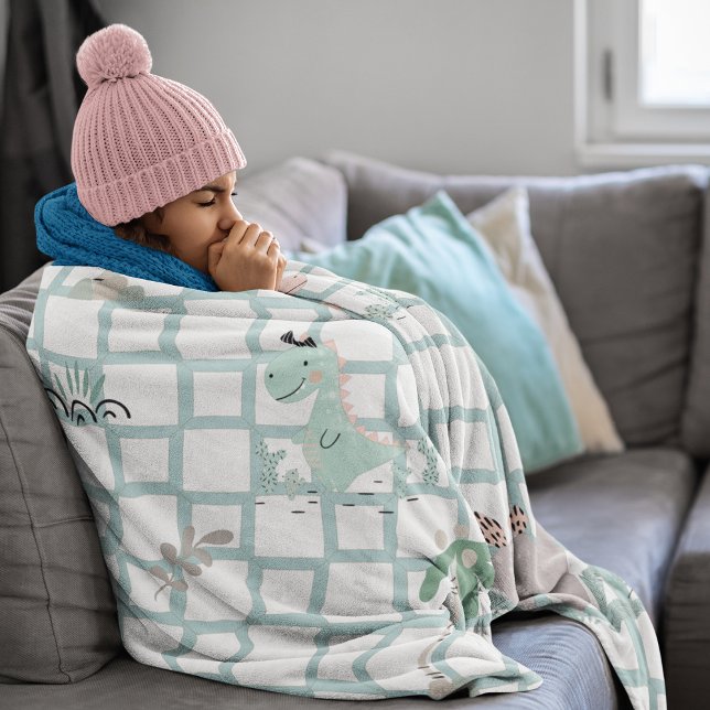Dinosaur Simple Scandinavian Child Design  Fleece Blanket (Dinosaur Simple Scandinavian Child Design Fleece Blanket)