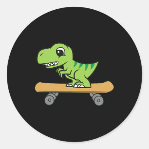 Dinosaur Skateboarding Cute Skateboard Dinosaur  Classic Round Sticker