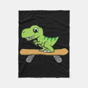 Dinosaur Skateboarding Cute Skateboard Dinosaur  Fleece Blanket