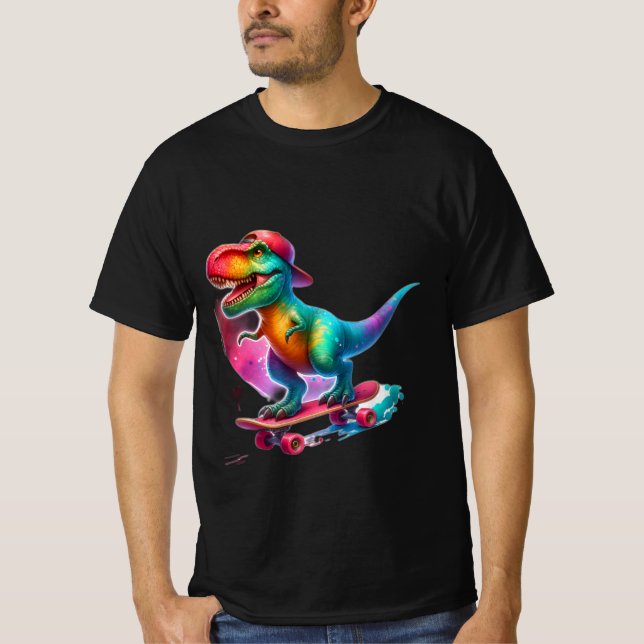 Dinosaur Skateboarding T-Shirt (Front)