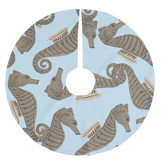 Dinosaur skeleton, grunge seamless pattern. brushed polyester tree skirt (Front)