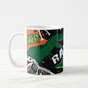Dinosaur skeleton, grunge seamless pattern. coffee mug