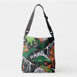 Dinosaur skeleton, grunge seamless pattern. crossbody bag