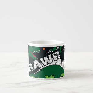 Dinosaur skeleton, grunge seamless pattern. espresso cup