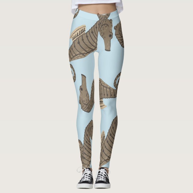 Dinosaur skeleton, grunge seamless pattern. leggings (Front)