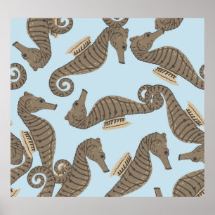 Dinosaur skeleton, grunge seamless pattern. poster