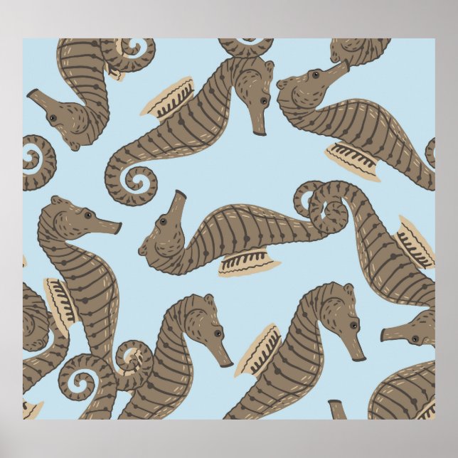 Dinosaur skeleton, grunge seamless pattern. poster (Front)