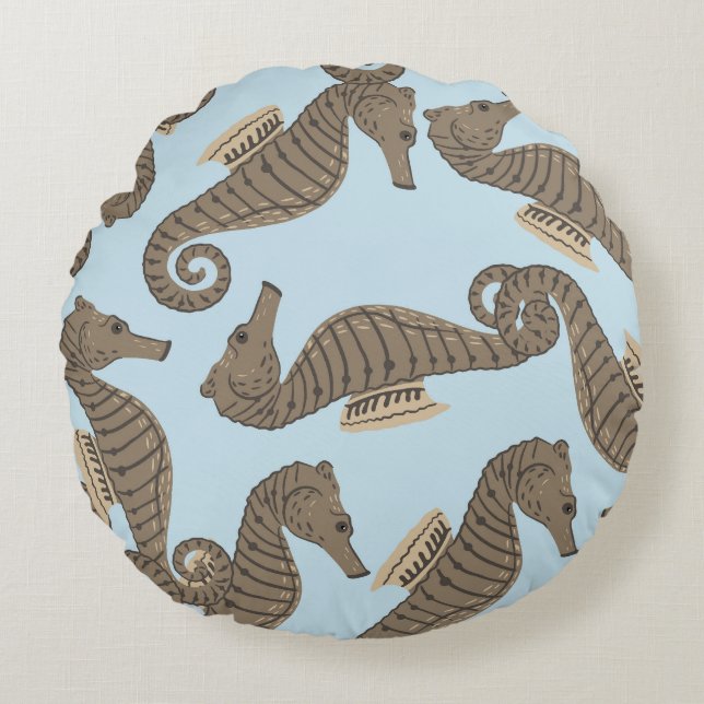 Dinosaur skeleton, grunge seamless pattern. round cushion (Front)