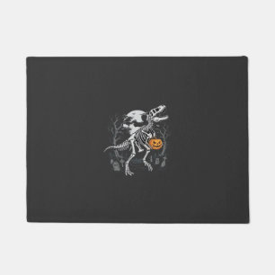 Dinosaur Skeleton Halloween Pumpkin Graveyard Desi Doormat