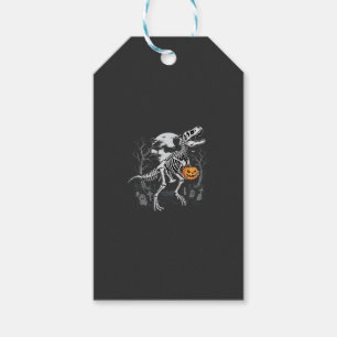 Dinosaur Skeleton Halloween Pumpkin Graveyard Desi Gift Tags