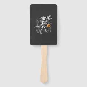 Dinosaur Skeleton Halloween Pumpkin Graveyard Desi Hand Fan