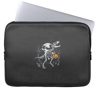 Dinosaur Skeleton Halloween Pumpkin Graveyard Desi Laptop Sleeve