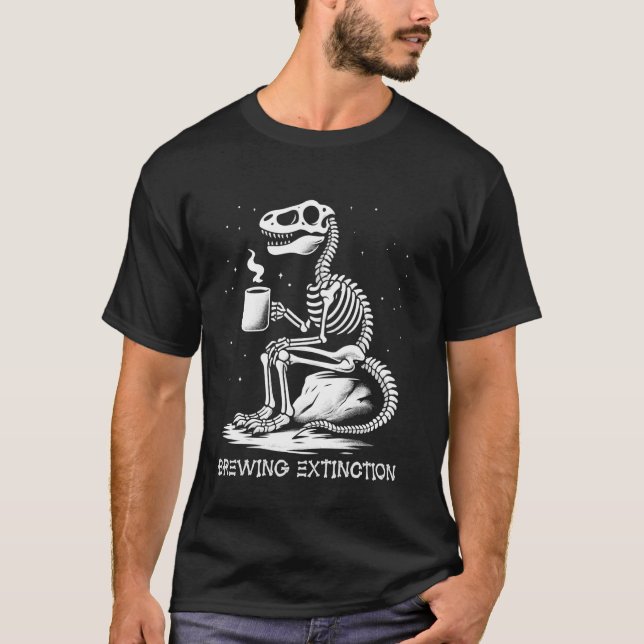 Dinosaur Skeleton Meteor Comet Asteroid Coffee Apo T-Shirt (Front)