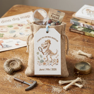 Dinosaur Skeleton Paleontologist Boy 4th Birthday Gift Tags
