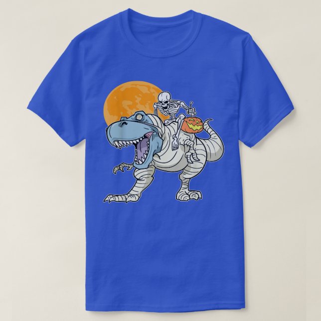 Dinosaur Skeleton T re Scary Pumpkin Moon hallowee T-Shirt (Design Front)