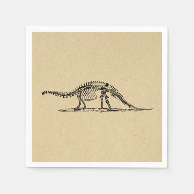 Dinosaur Skeleton Vintage Art Napkin (Front)