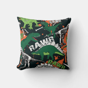 Dinosaur skeleton. Vintage grunge pattern Cushion