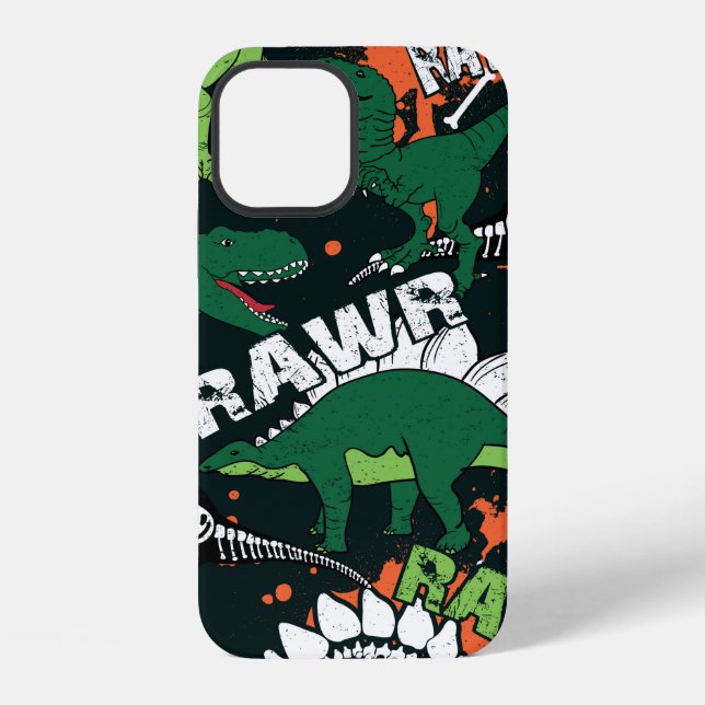 Dinosaur skeleton. Vintage grunge pattern iPhone Case (Back)