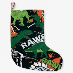 Dinosaur skeleton. Vintage grunge pattern Small Christmas Stocking