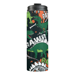 Dinosaur skeleton. Vintage grunge pattern Thermal Tumbler
