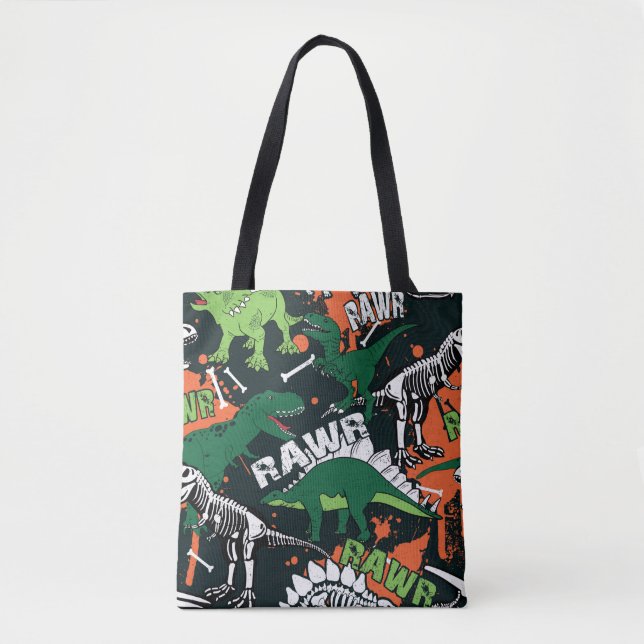 Dinosaur skeleton. Vintage grunge pattern Tote Bag (Front)
