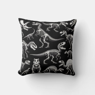 Dinosaur Skeletons White Fossil Bones Cushion