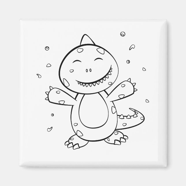 Dinosaur - Sketched Art Animal in Black & White Magnet (Front)