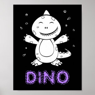 Dinosaur - Sketched Art Animal in Black & White Poster
