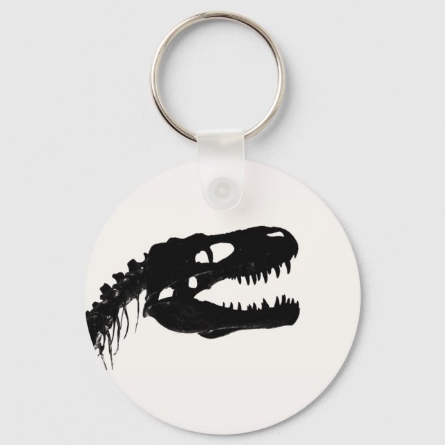 Dinosaur skull skeleton silhouette key ring (Front)