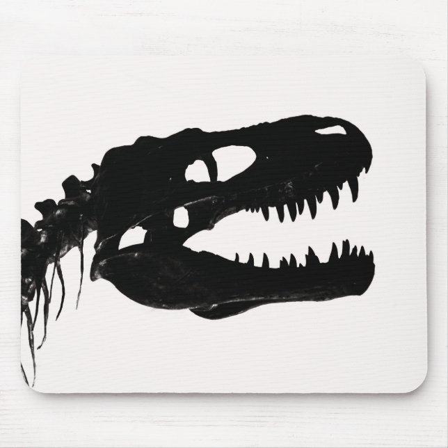Dinosaur skull skeleton silhouette mouse pad (Front)