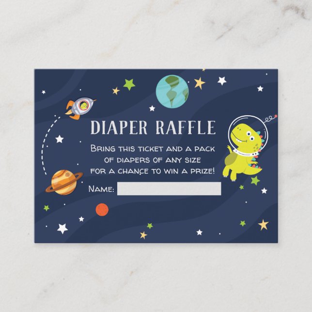 Dinosaur Space  Diaper Raffle Enclosure Card (Front)