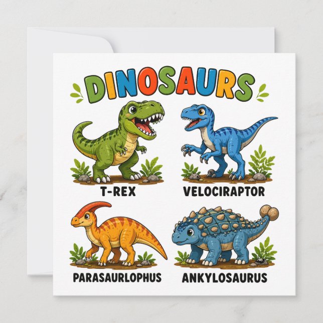 Dinosaur Species Learning for Kids Invitation (Front)