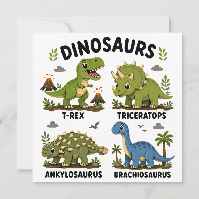 Dinosaur Species Learning for Kids Invitation (Front)