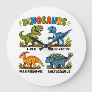 Dinosaur Species Learning for Kids Large Clock