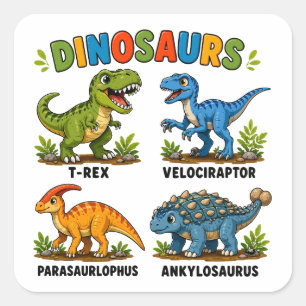 Dinosaur Species Learning for Kids Square Sticker