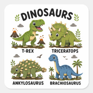 Dinosaur Species Learning for Kids Square Sticker